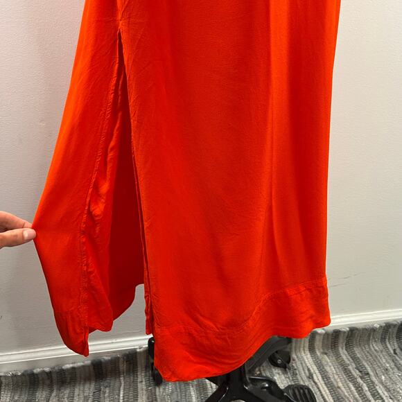 & Other Stories Orange Red Halter Midi Dress Cold Off-Shoulder Pullover Size 8 - Picture 7 of 11